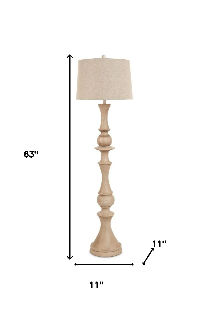 Brown Polyresin Novelty Floor Lamp With Beige Linen Shade By Homeroots - Image 6