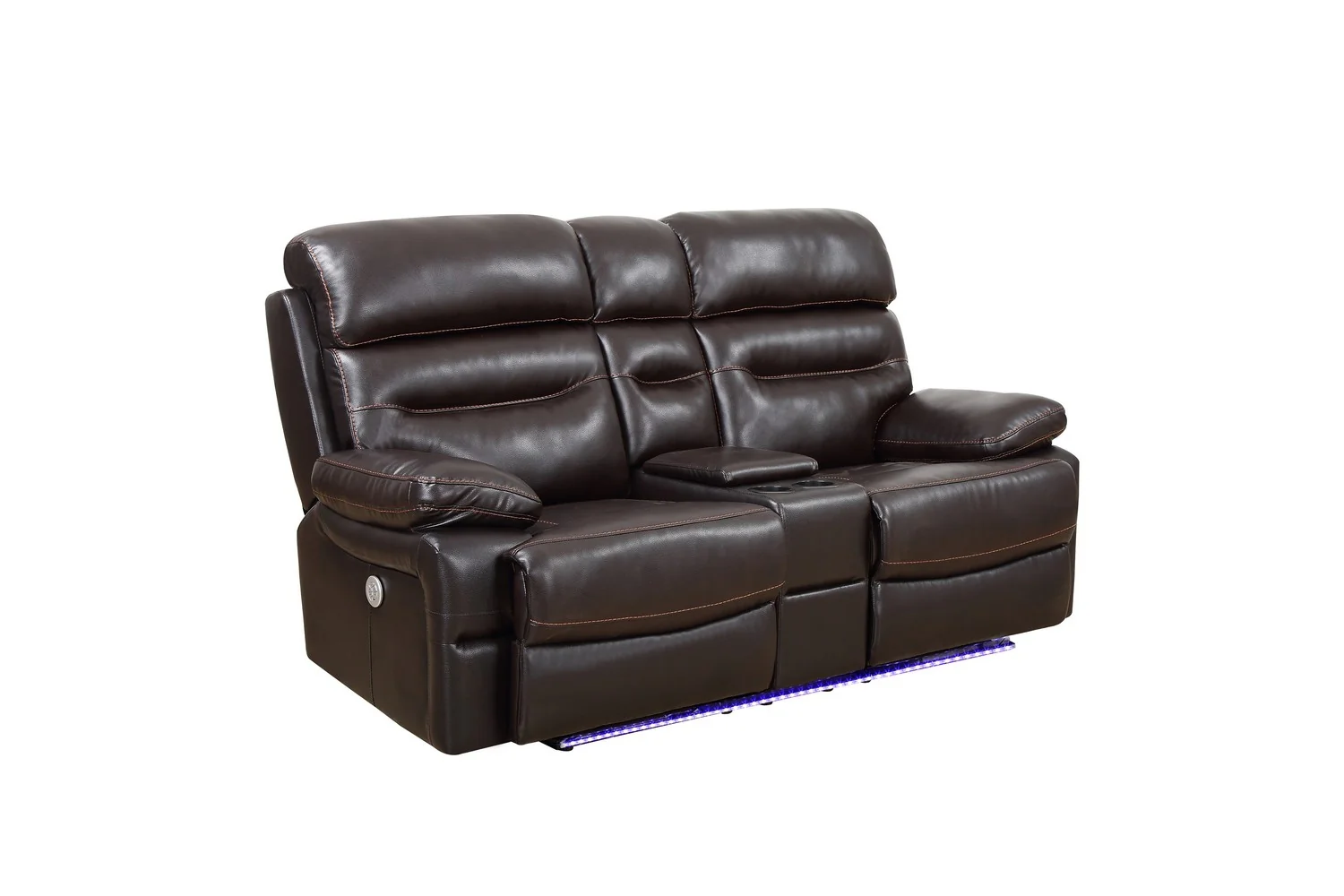 Brown Power Reclining Console Loveseat By Homeroots - 366312 - Image 2