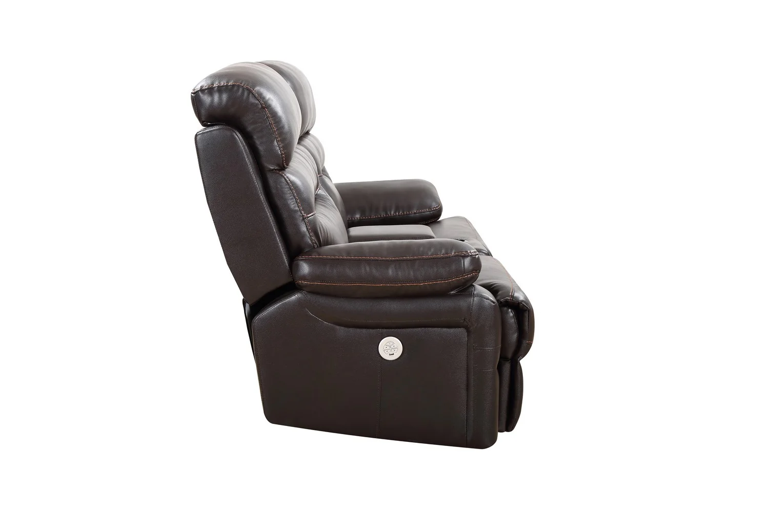 Brown Power Reclining Console Loveseat By Homeroots - 366312 - Image 3