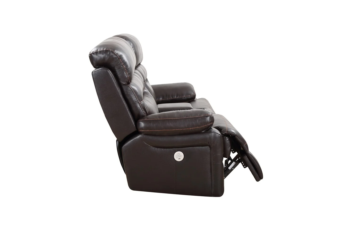 Brown Power Reclining Console Loveseat By Homeroots - 366312 - Image 4