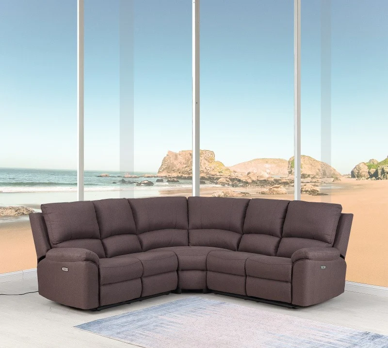 Brown Power Reclining Sectional By Homeroots - Image 2