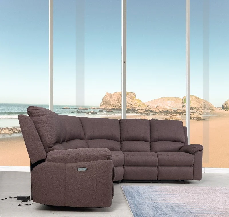Brown Power Reclining Sectional By Homeroots - Image 4