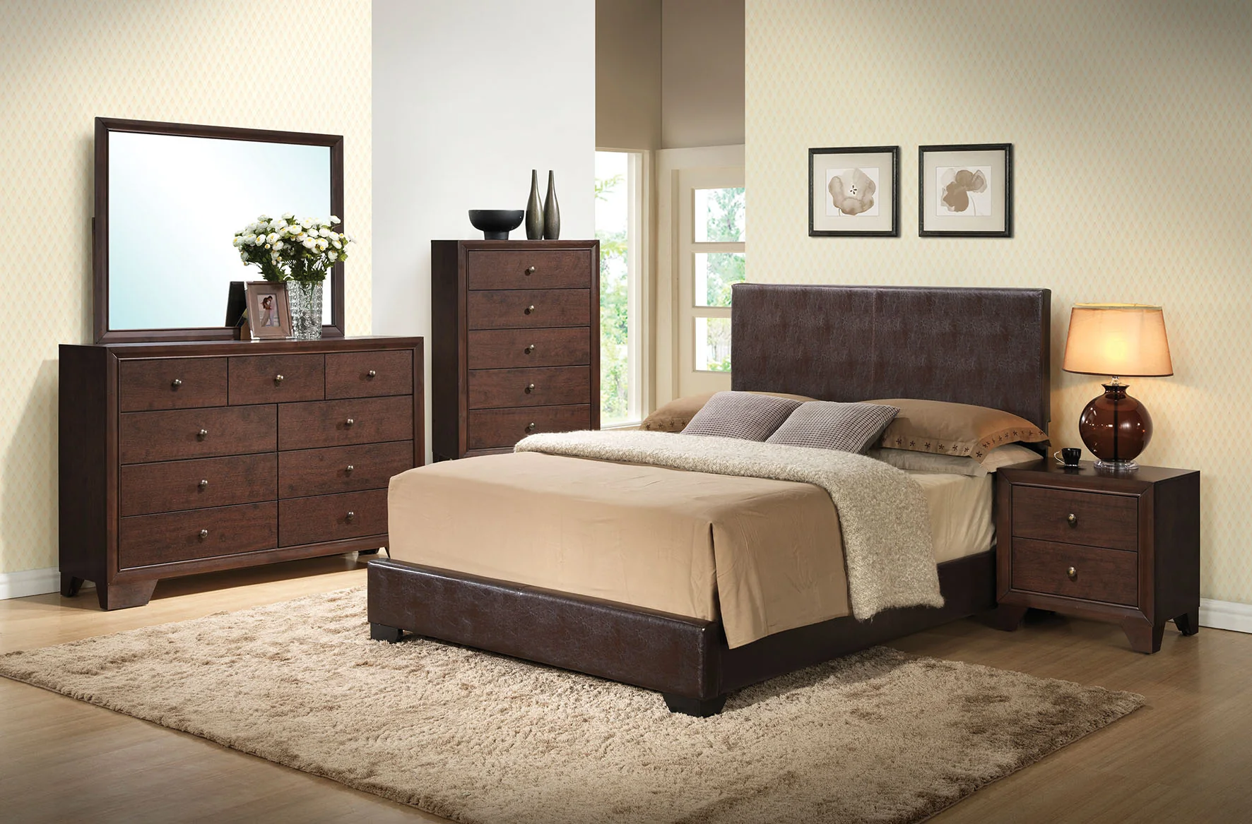 Brown Pu Eastern King Panel Bed By Homeroots - Image 6