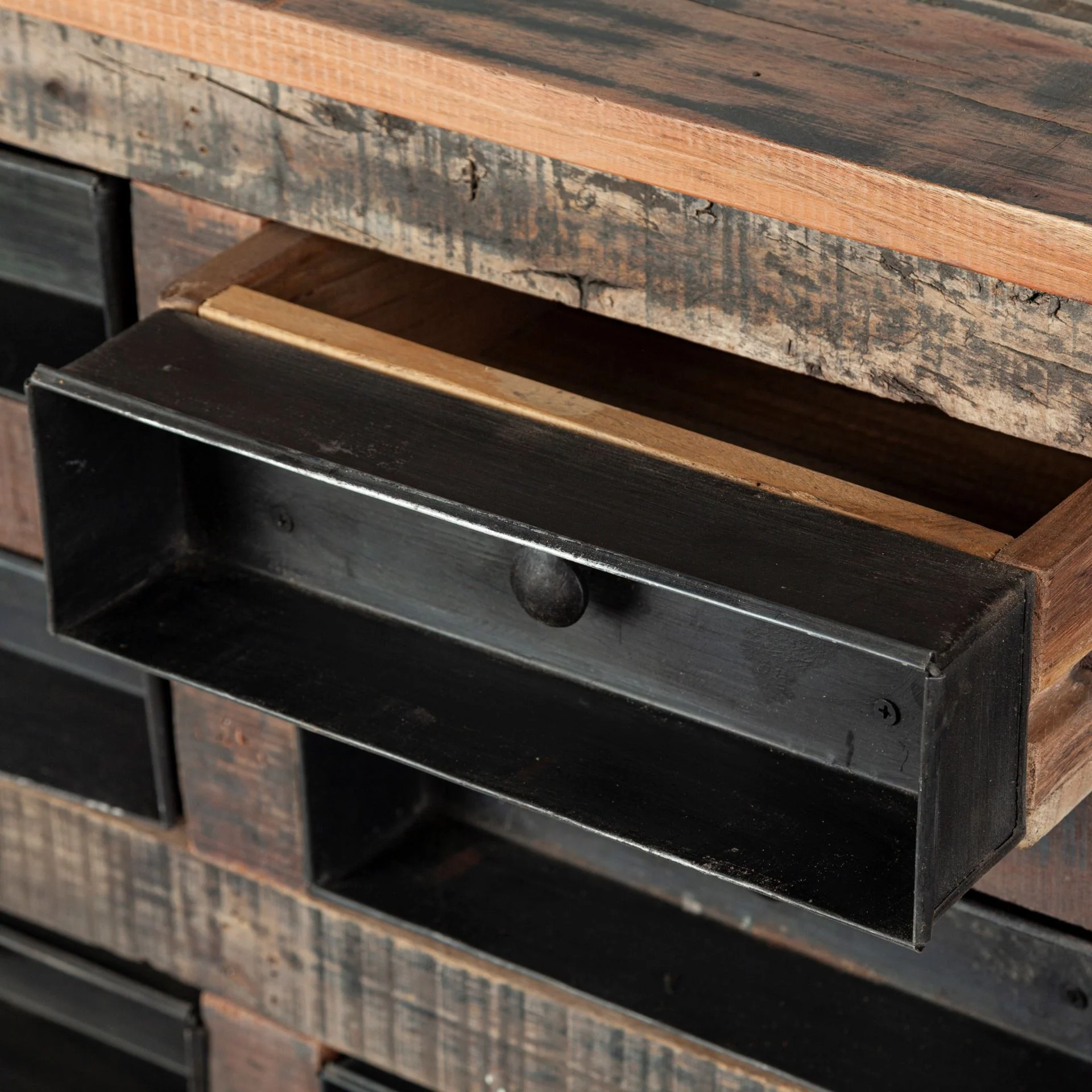 Brown Reclaimed Hardwood Sideboard With 16 Pull Out Drawers By Homeroots - Image 5