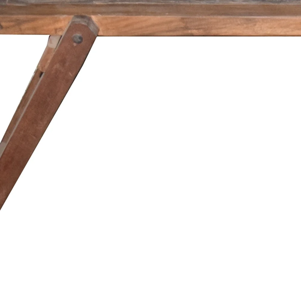 Brown Reclaimed Wood Distressed Folding Console Table By Homeroots - Image 3
