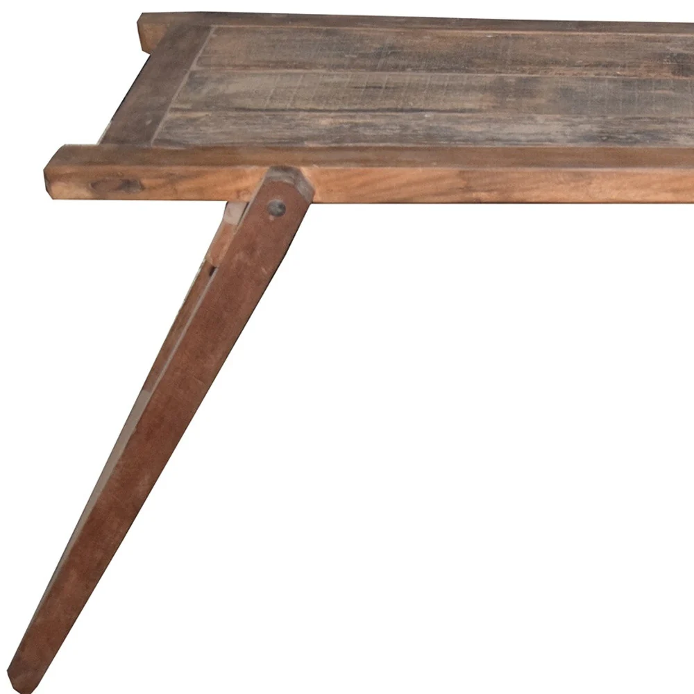 Brown Reclaimed Wood Distressed Folding Console Table By Homeroots - Image 4