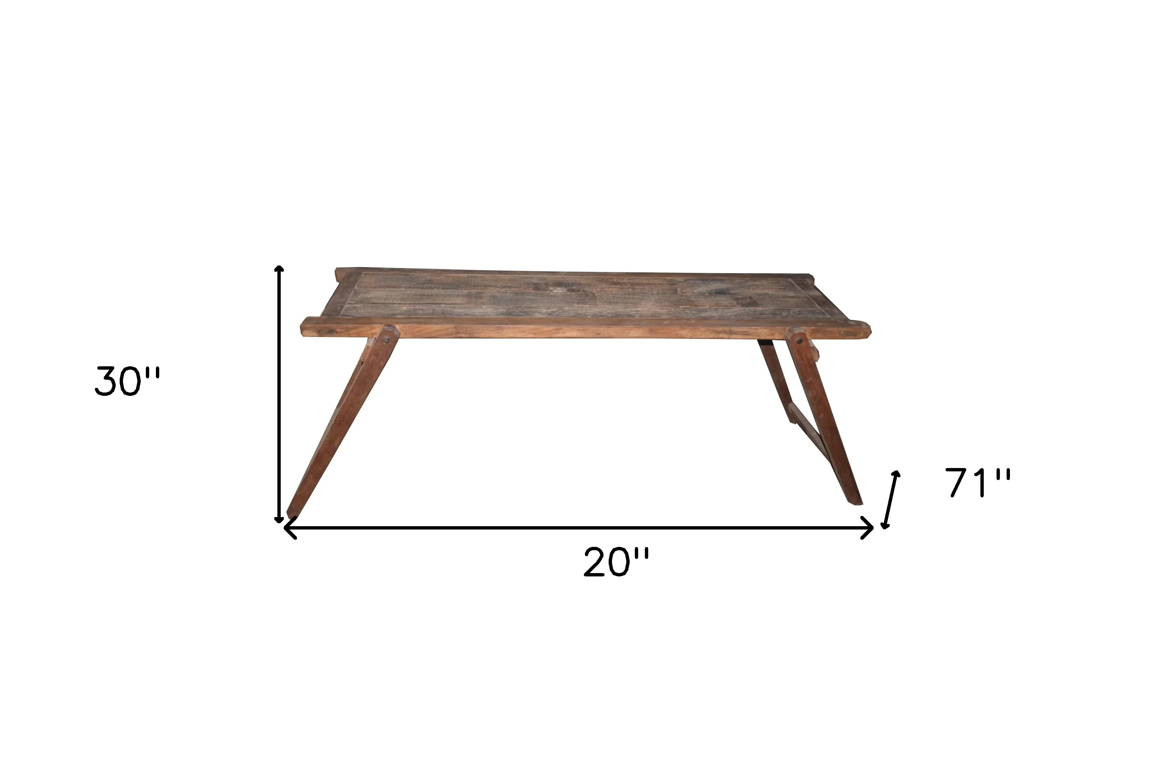 Brown Reclaimed Wood Distressed Folding Console Table By Homeroots - Image 5