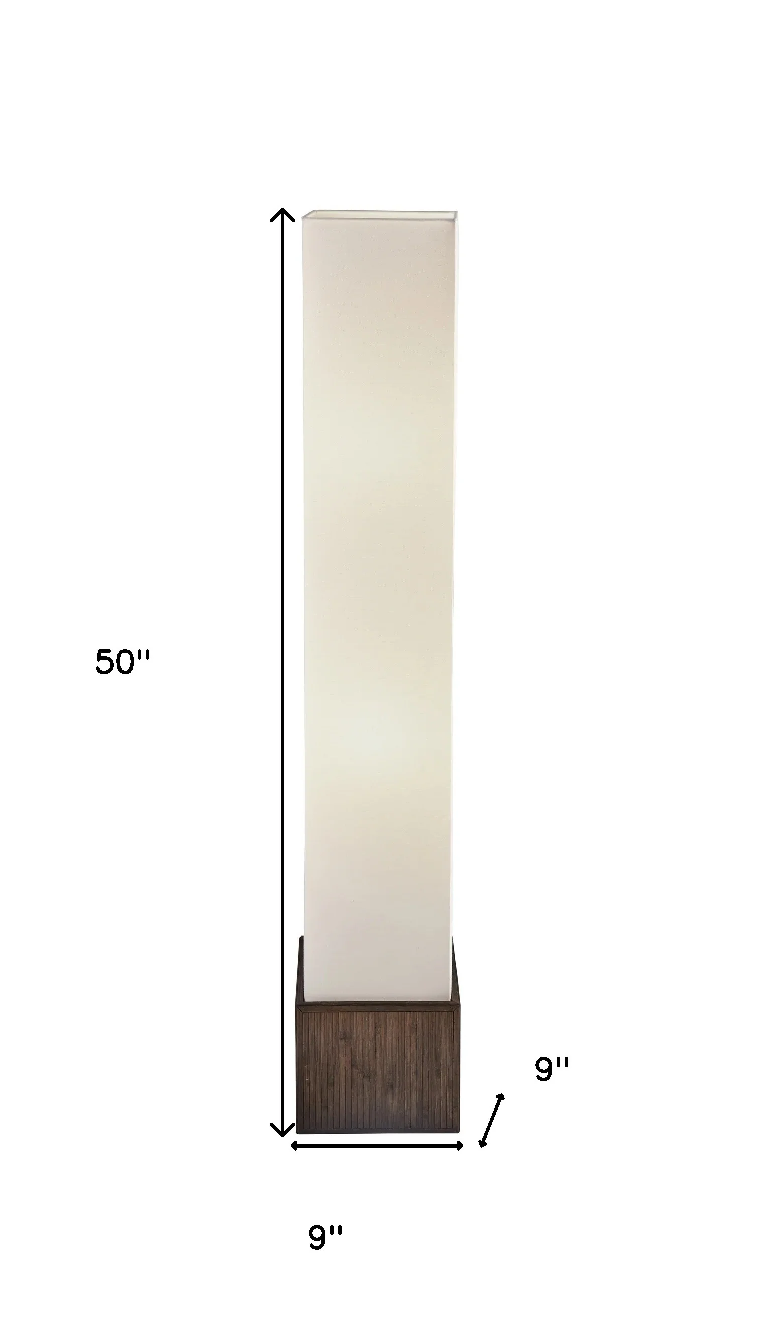 Brown Reed Floor Lamp with Elongated Rectangular Linen Shade By Homeroots - Image 2