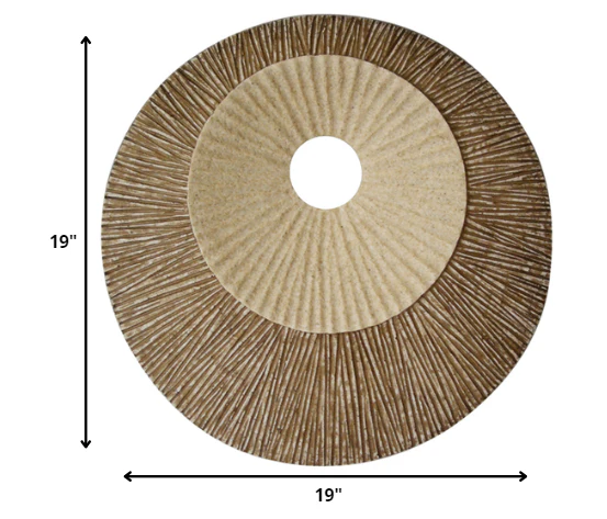 Brown Round Double Layer Ribbed Wall Plaque By Homeroots - 274772 - Image 2