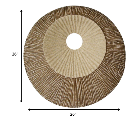 Brown Round Double Layer Ribbed Wall Plaque By Homeroots - 274773 - Image 2