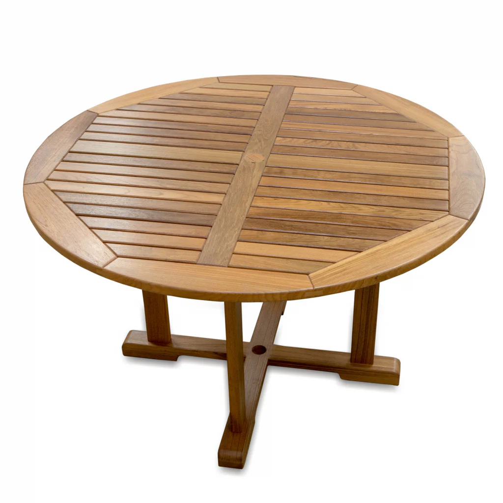 Brown Round Solid Teak Wood Dining Table By Homeroots - Image 2