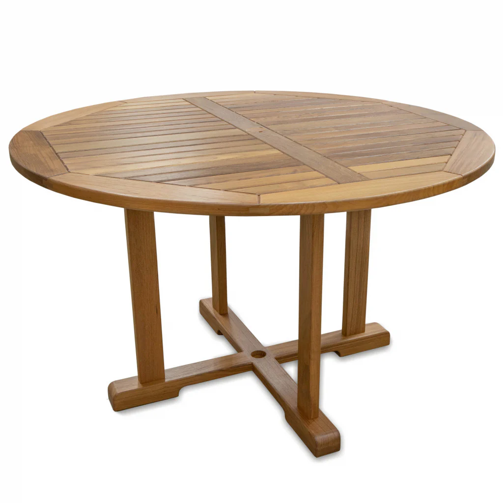 Brown Round Solid Teak Wood Dining Table By Homeroots - Image 5