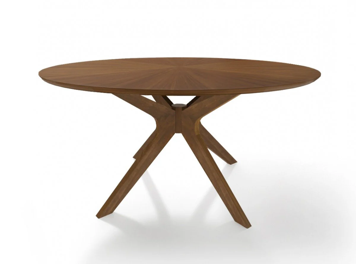 Brown Rounded Pedestal Base Dining Table By Homeroots - Image 3