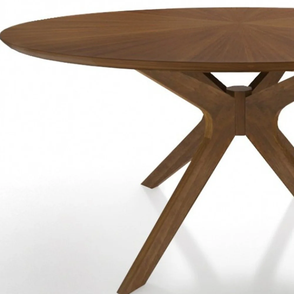 Brown Rounded Pedestal Base Dining Table By Homeroots - Image 4