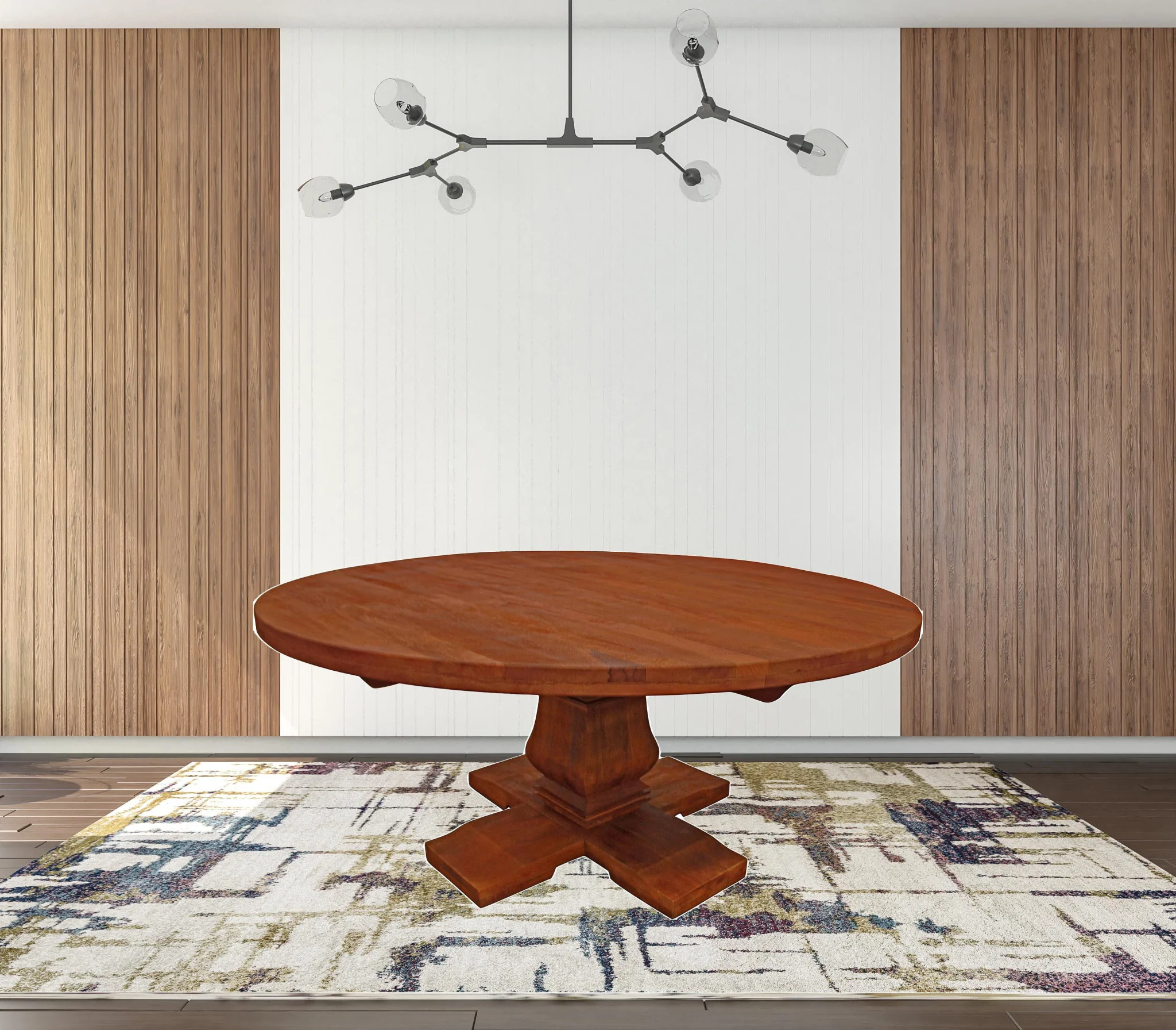 Brown Rounded Solid Wood Dining Table By Homeroots - Image 3