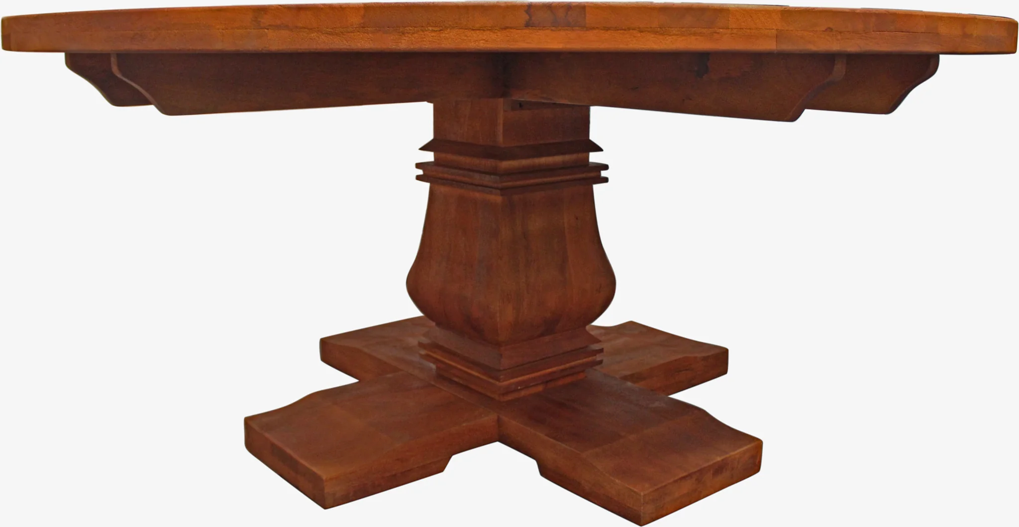 Brown Rounded Solid Wood Dining Table By Homeroots - Image 4