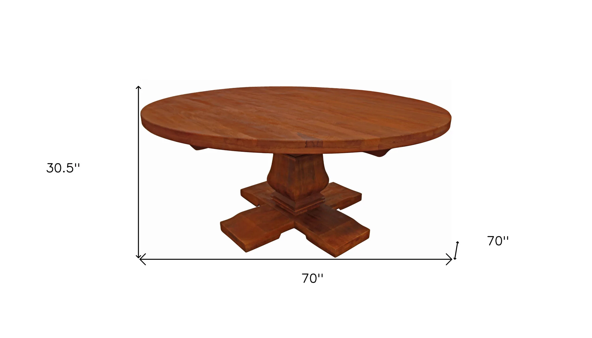 Brown Rounded Solid Wood Dining Table By Homeroots - Image 6