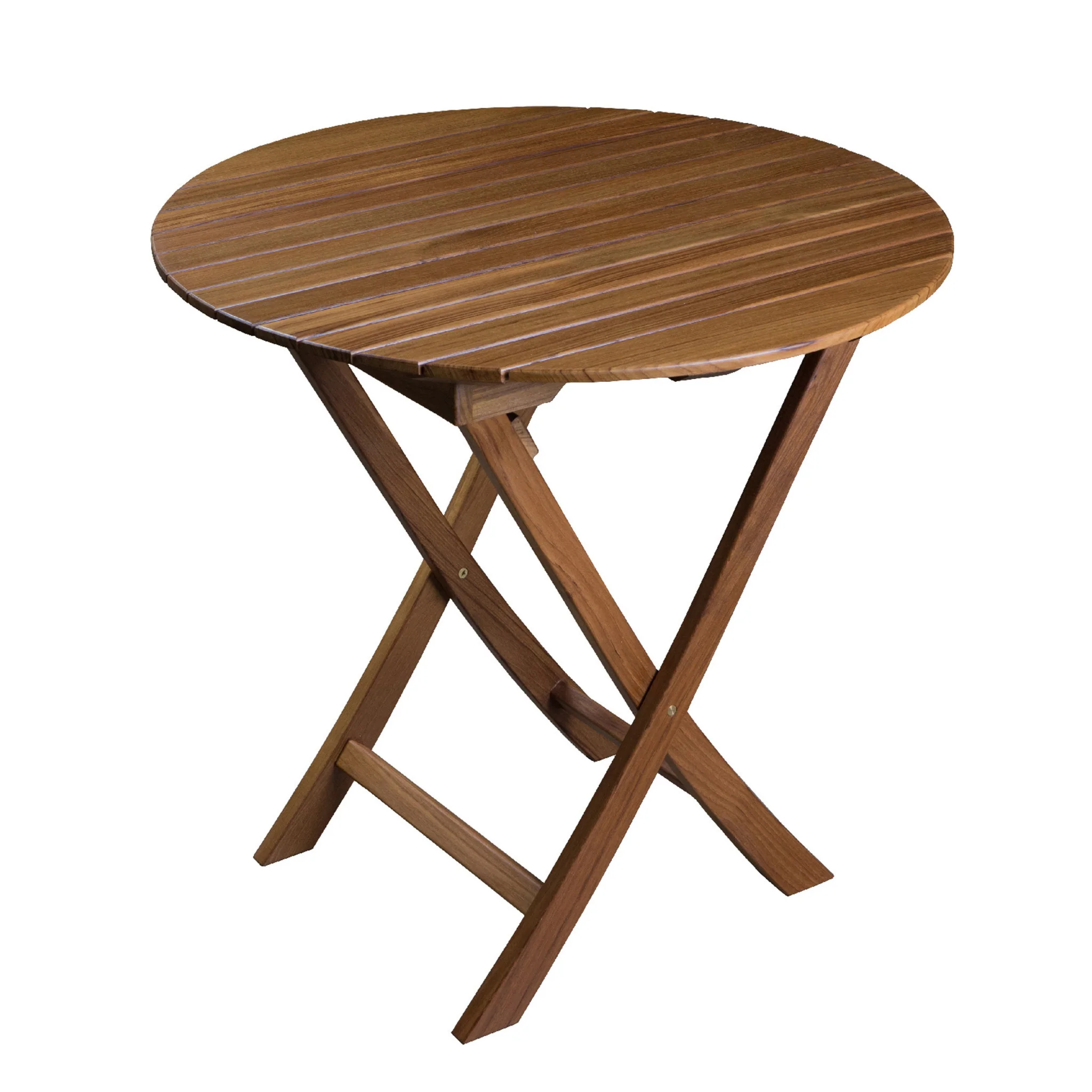 Brown Rounded Solid Wood Folding Outdoor Side Table By Homeroots - Image 3