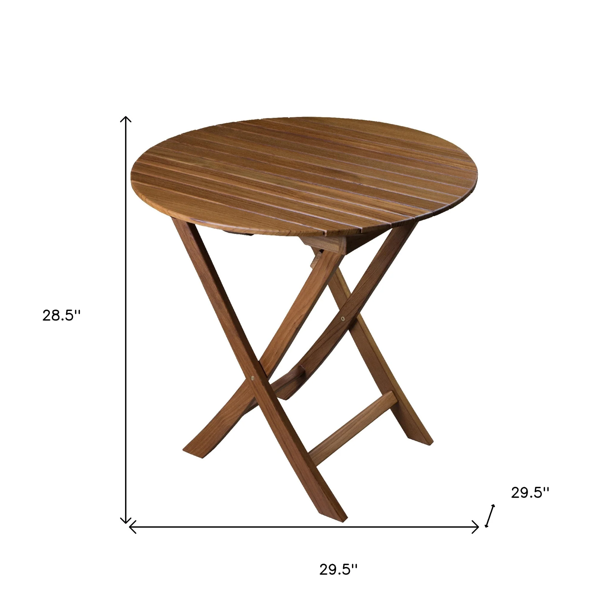 Brown Rounded Solid Wood Folding Outdoor Side Table By Homeroots - Image 4