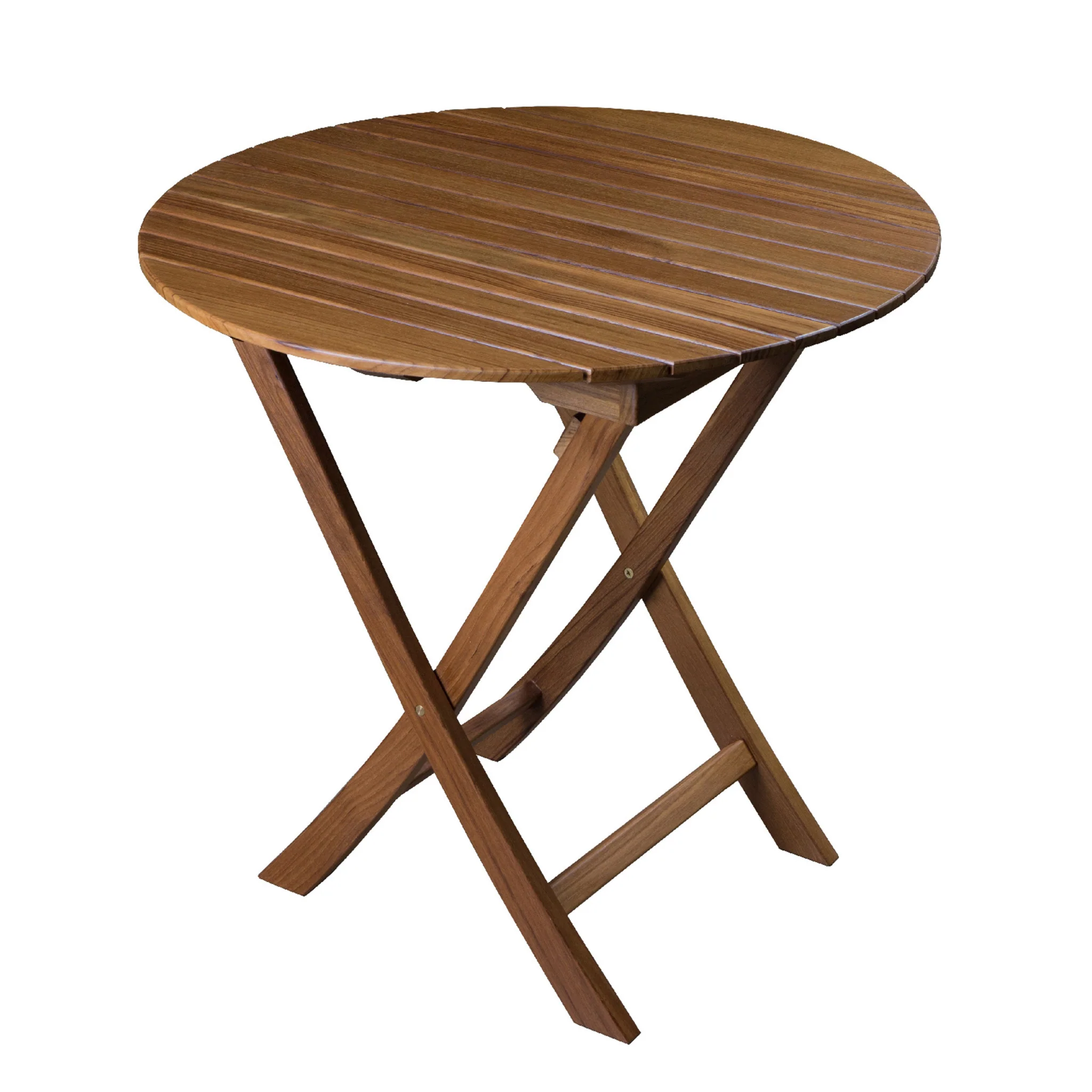 Brown Rounded Solid Wood Folding Outdoor Side Table By Homeroots - Image 5