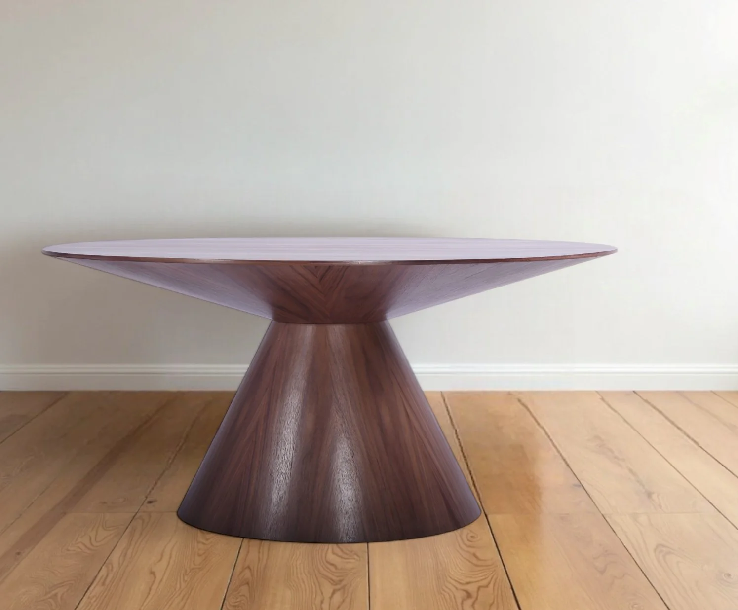 Brown Rounded Solid Wood Pedestal Base Dining Table By Homeroots - Image 2
