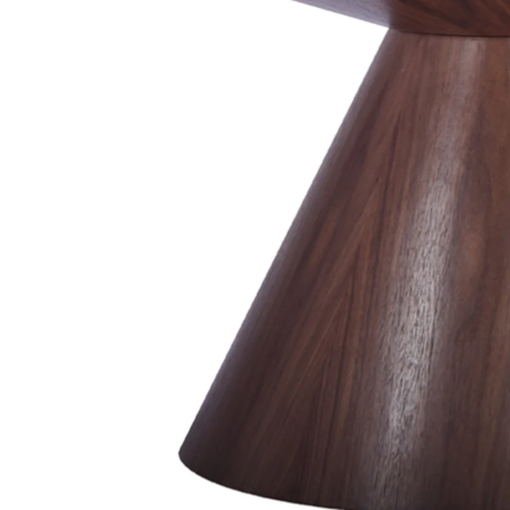 Brown Rounded Solid Wood Pedestal Base Dining Table By Homeroots - Image 4