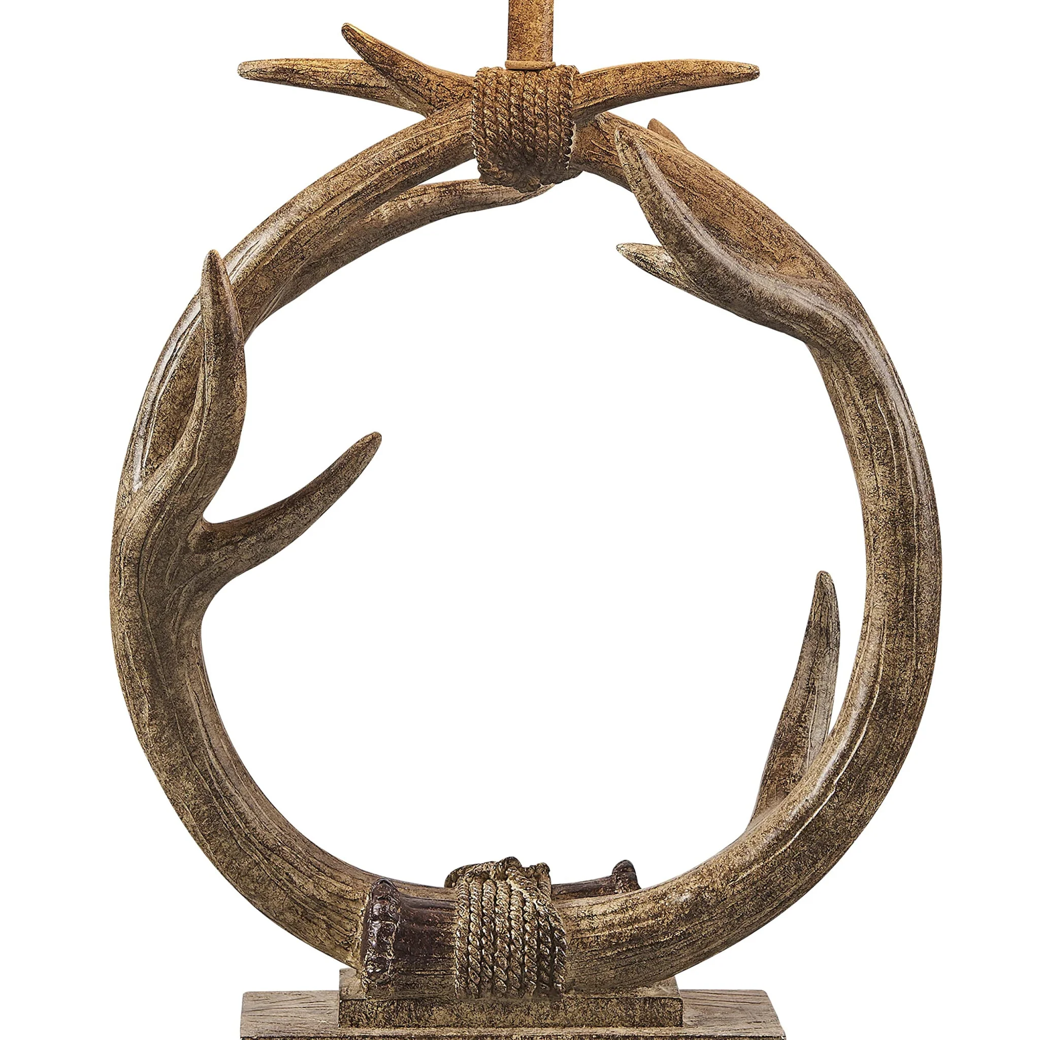 Brown Rustic Faux Antlers Table Lamp With White Drum Shade By Homeroots - Image 2