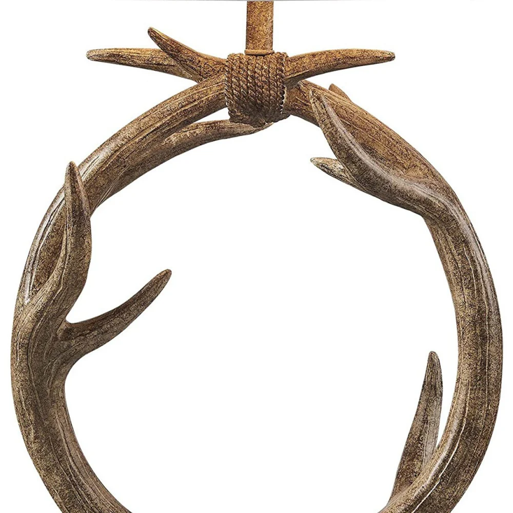 Brown Rustic Faux Antlers Table Lamp With White Drum Shade By Homeroots - Image 3