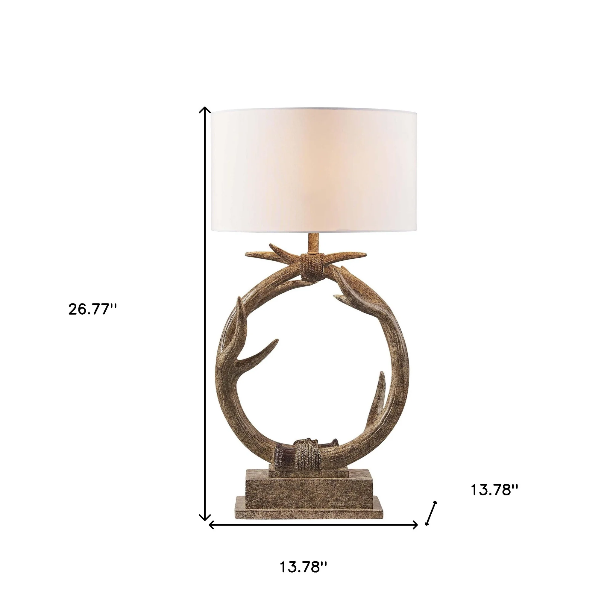 Brown Rustic Faux Antlers Table Lamp With White Drum Shade By Homeroots - Image 4