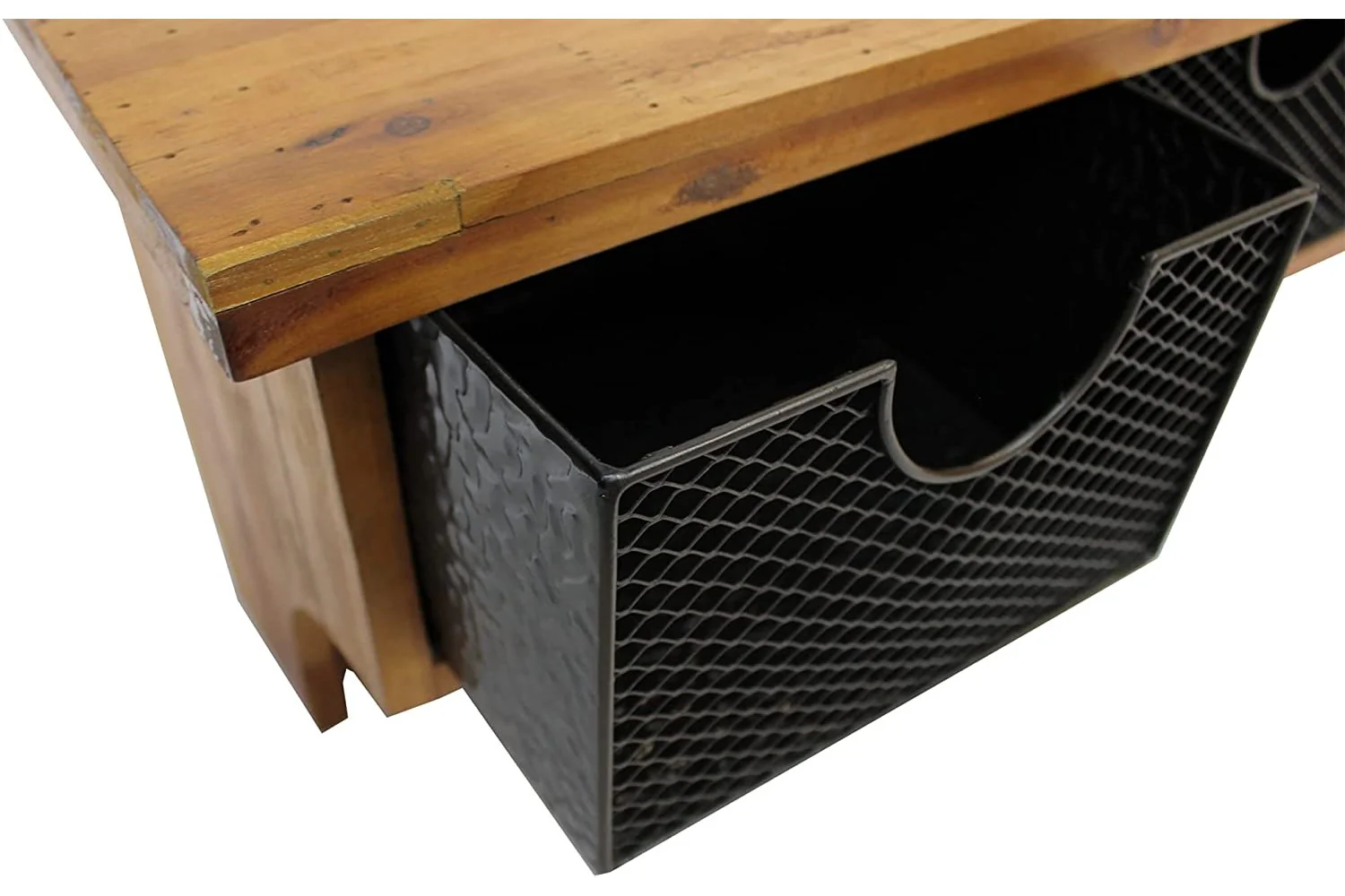 Brown Rustic Wooden Wall Shelf with 3 Drawers and Hooks By Homeroots - Image 5