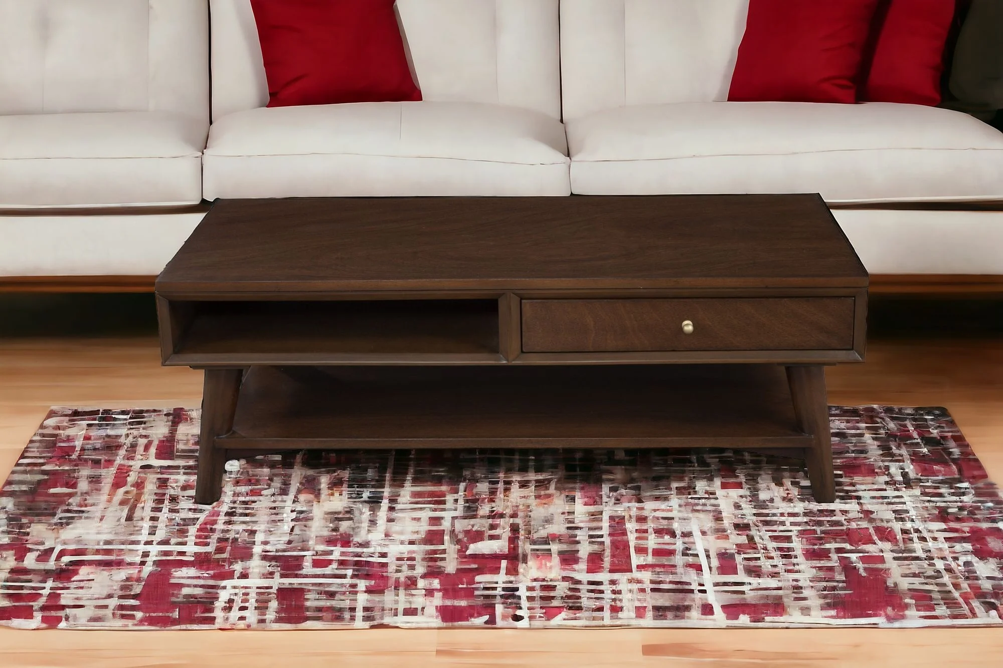 Brown Solid And Manufactured Wood Coffee Table With Drawer By Homeroots - Image 2