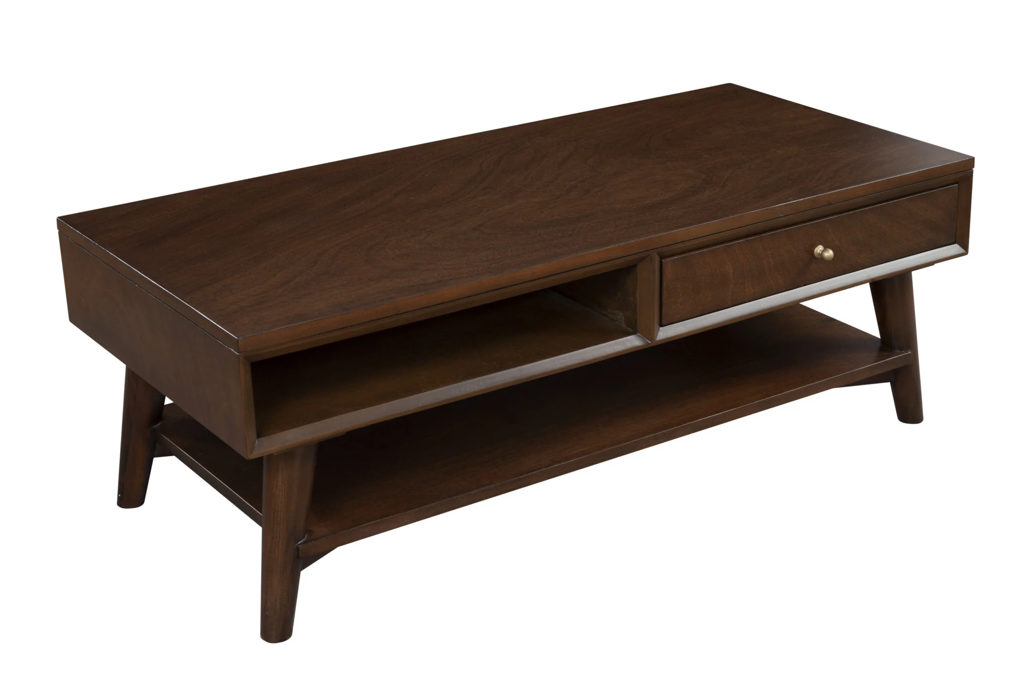 Brown Solid And Manufactured Wood Coffee Table With Drawer By Homeroots - Image 3