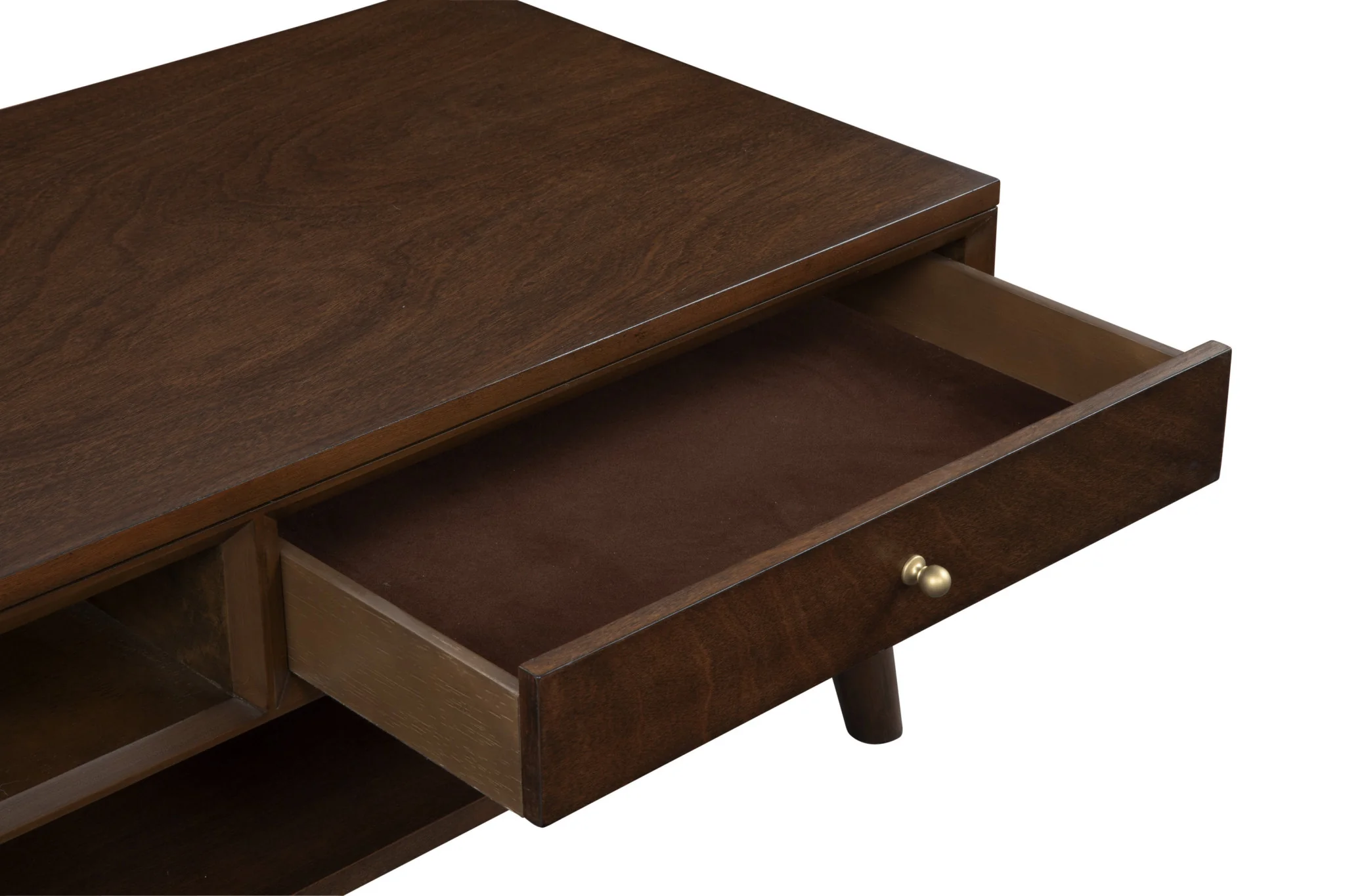 Brown Solid And Manufactured Wood Coffee Table With Drawer By Homeroots - Image 4