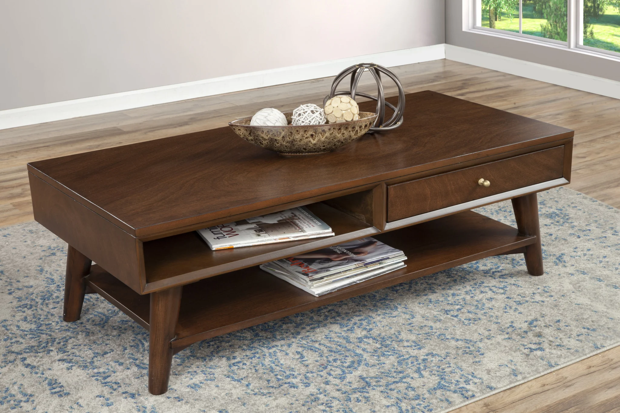 Brown Solid And Manufactured Wood Coffee Table With Drawer By Homeroots - Image 6