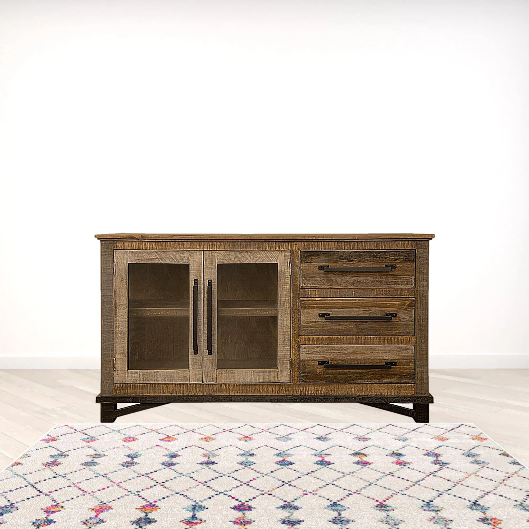 Brown Solid and Manufactured Wood Distressed Buffet Table By Homeroots - Image 3