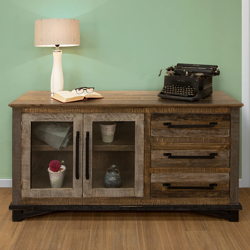 Brown Solid and Manufactured Wood Distressed Buffet Table By Homeroots - Image 5