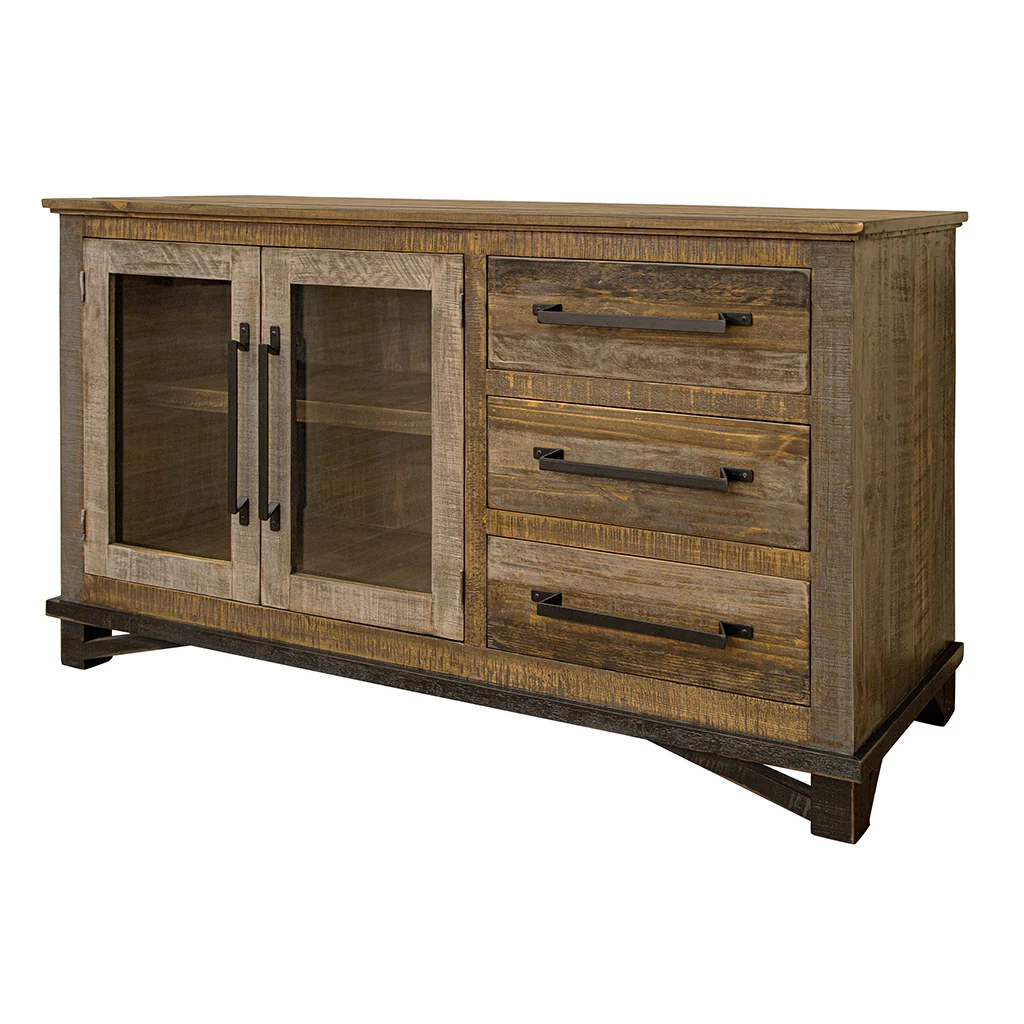 Brown Solid and Manufactured Wood Distressed Buffet Table By Homeroots - Image 7