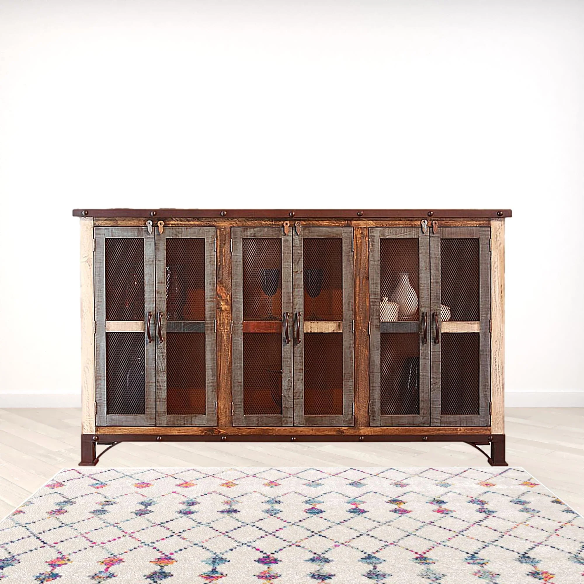 Brown Solid and Manufactured Wood Distressed Credenza By Homeroots - Image 5
