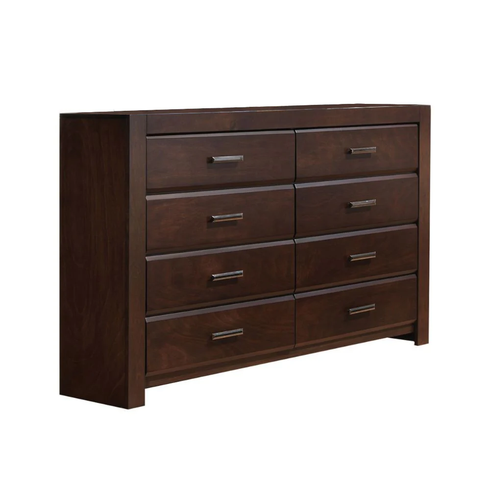 Brown Solid and Manufactured Wood Eight Drawer Double Dresser By Homeroots - Image 2