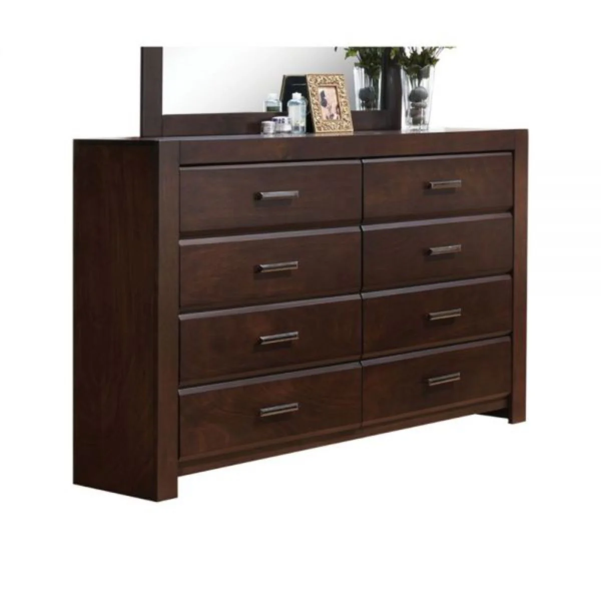 Brown Solid and Manufactured Wood Eight Drawer Double Dresser By Homeroots - Image 3