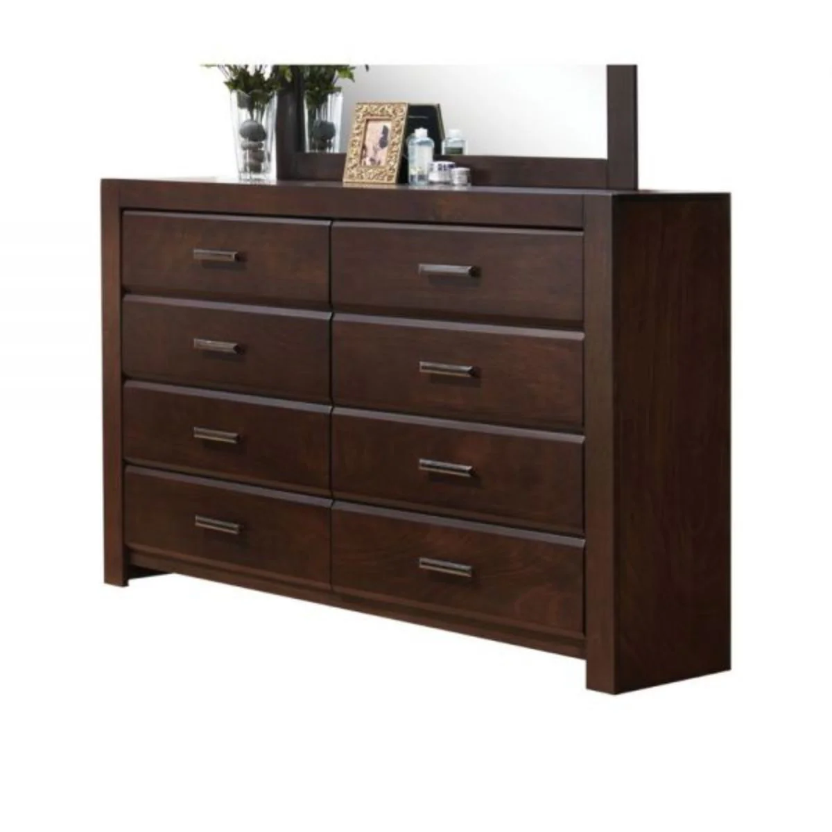 Brown Solid and Manufactured Wood Eight Drawer Double Dresser By Homeroots - Image 4