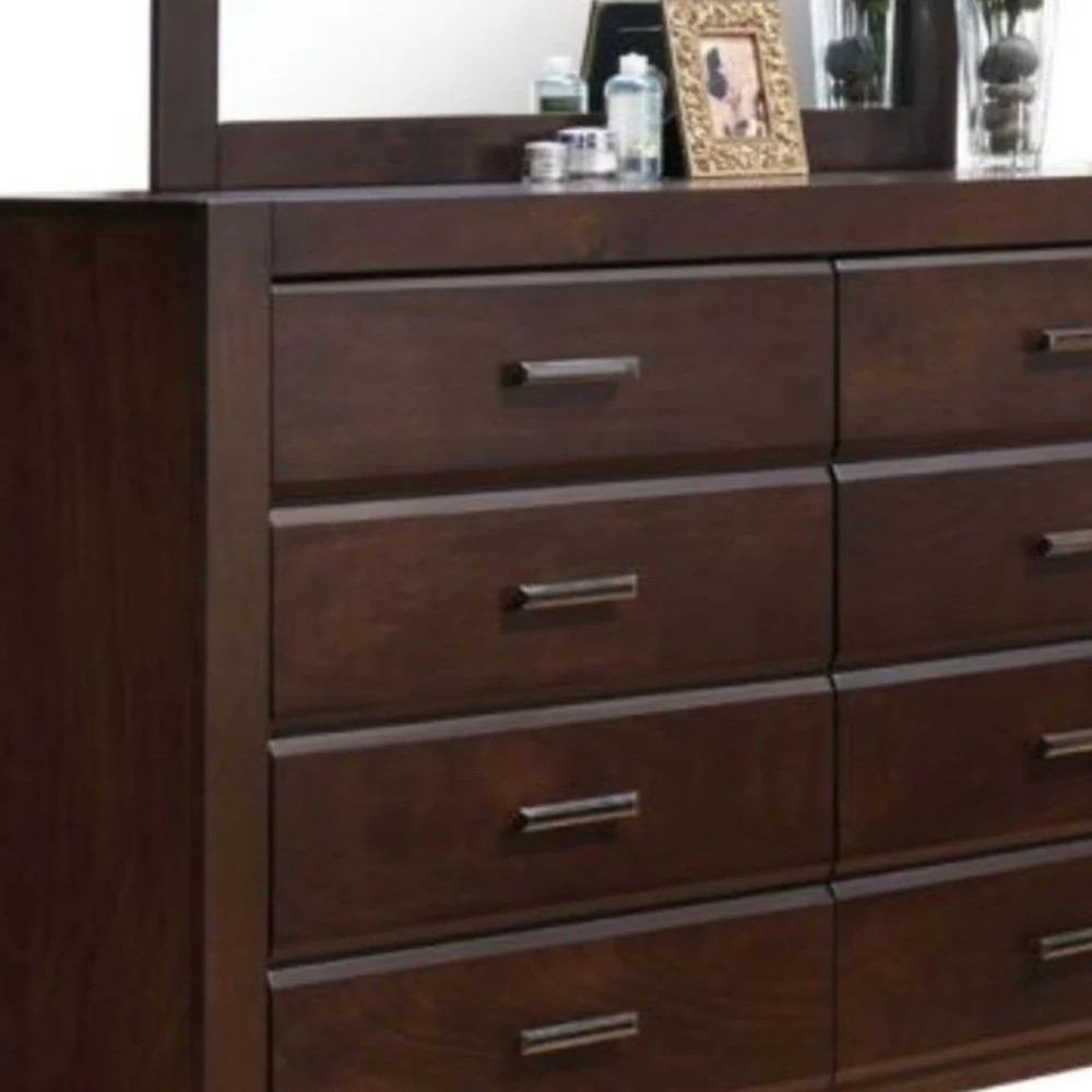 Brown Solid and Manufactured Wood Eight Drawer Double Dresser By Homeroots - Image 5