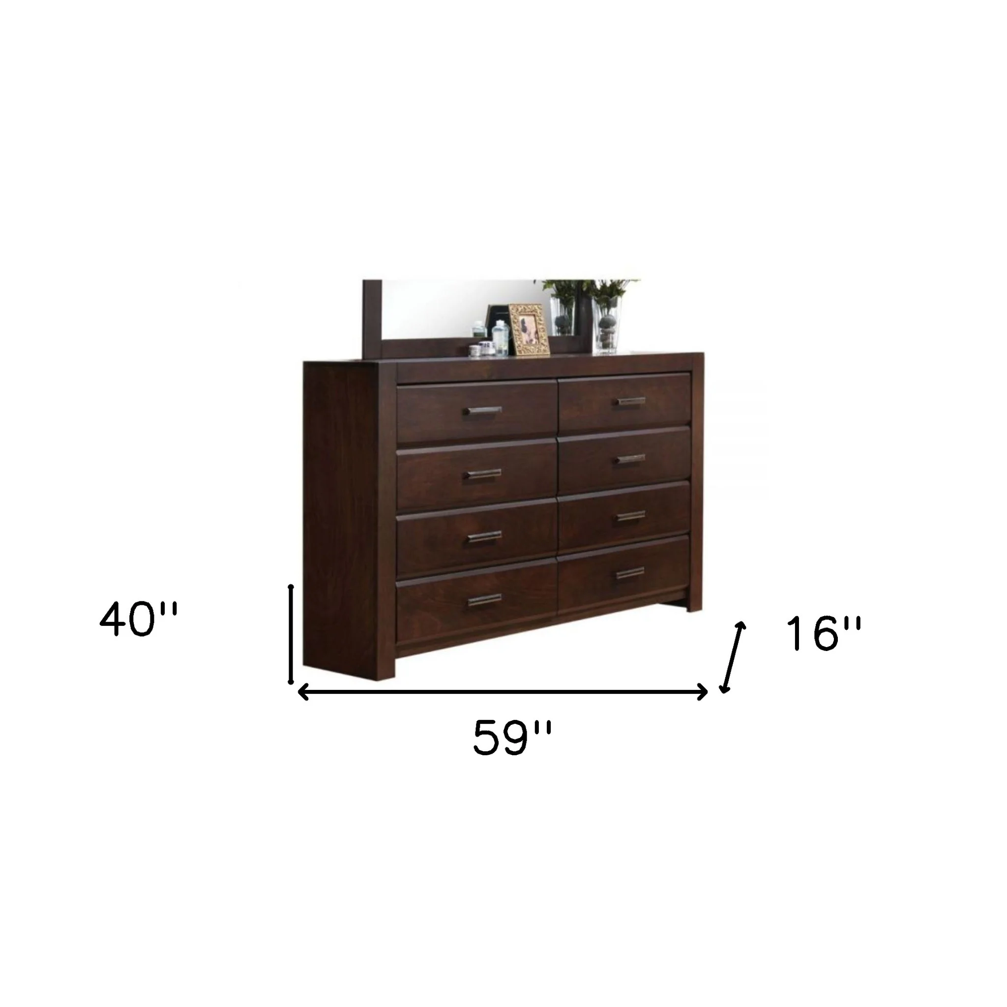 Brown Solid and Manufactured Wood Eight Drawer Double Dresser By Homeroots - Image 6