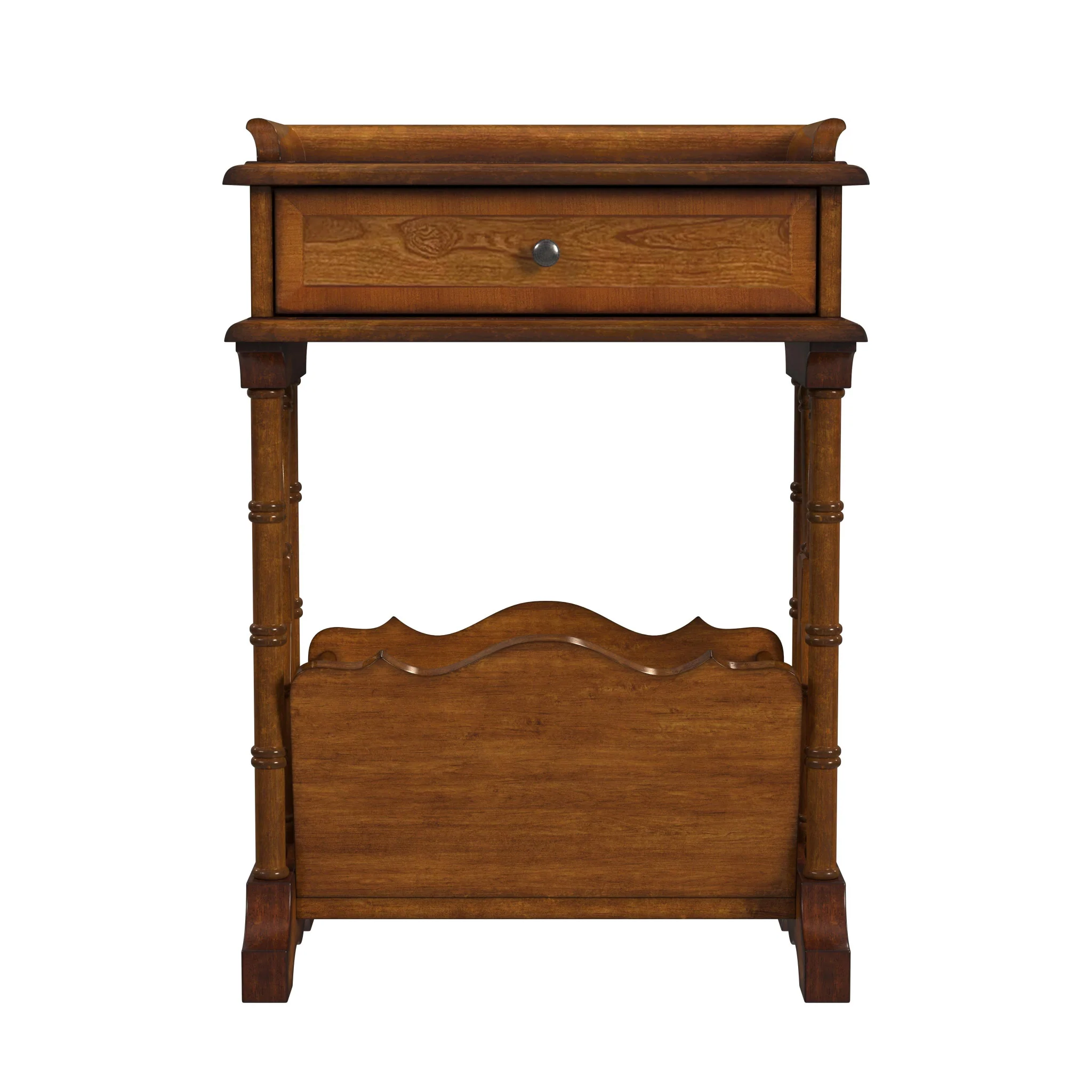 Brown Solid and Manufactured Wood End Table With Drawer With Magazine Holder By Homeroots - Image 3