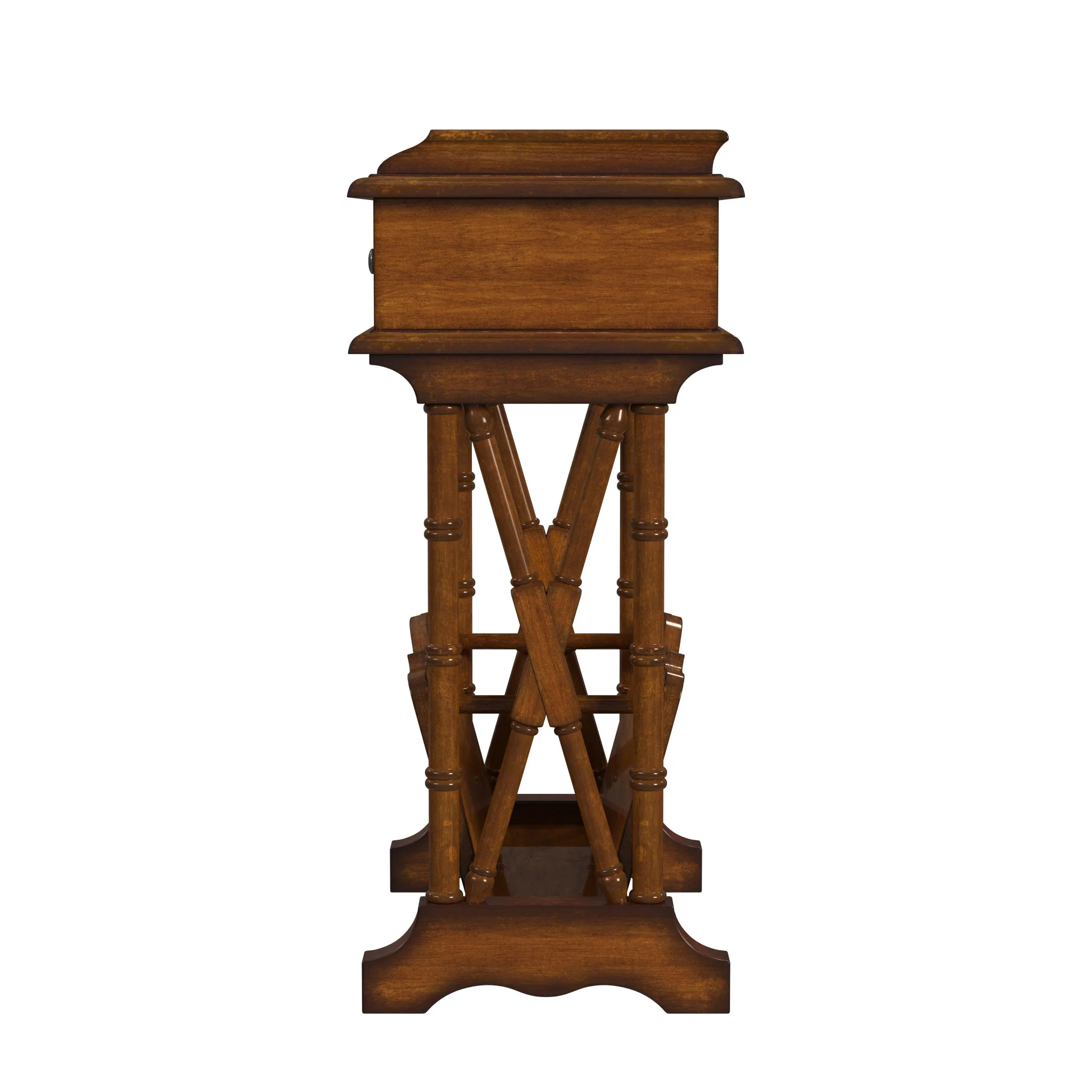 Brown Solid and Manufactured Wood End Table With Drawer With Magazine Holder By Homeroots - Image 4