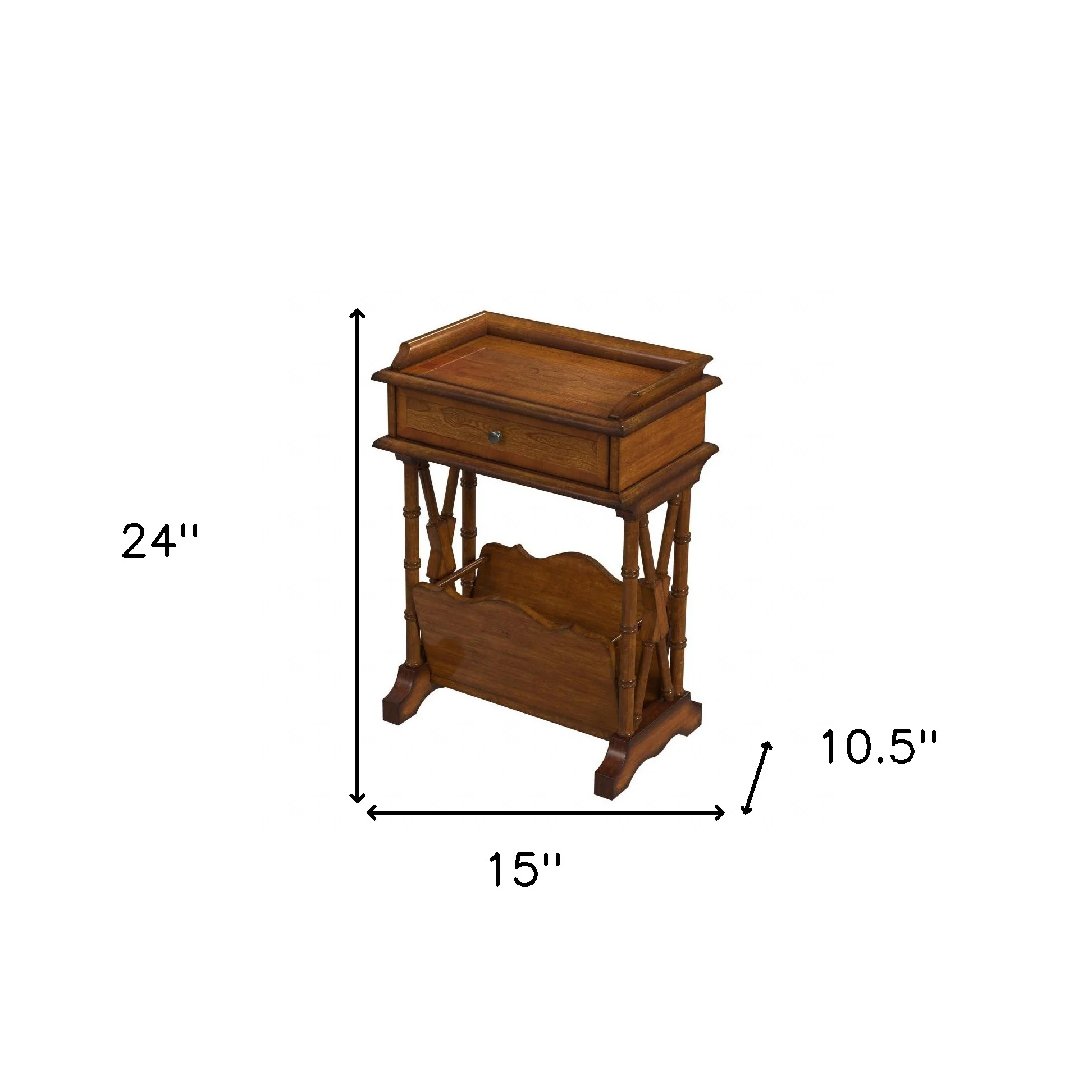 Brown Solid and Manufactured Wood End Table With Drawer With Magazine Holder By Homeroots - Image 7