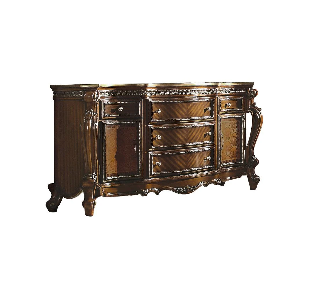 Brown Solid and Manufactured Wood Five Drawer Triple Dresser By Homeroots - Image 3
