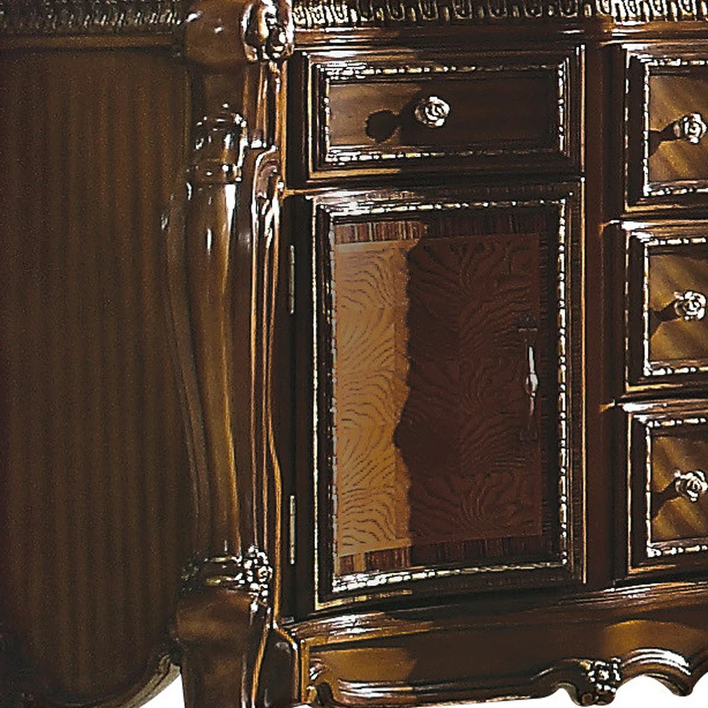 Brown Solid and Manufactured Wood Five Drawer Triple Dresser By Homeroots - Image 4
