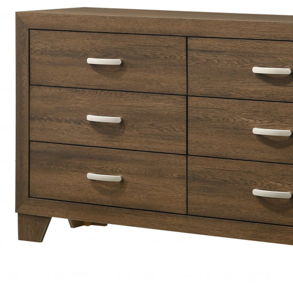 Brown Solid and Manufactured Wood Six Drawer Double Dresser By Homeroots - Image 4