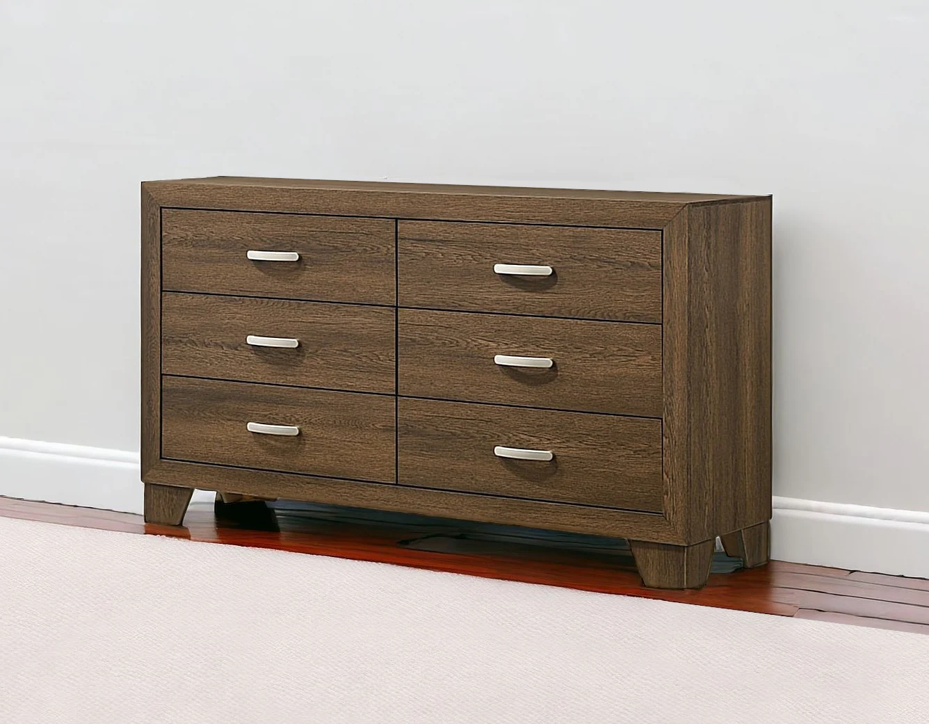 Brown Solid and Manufactured Wood Six Drawer Double Dresser By Homeroots - Image 6